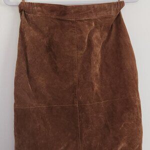 Pelle cognac genuine suede pencil skirt (broken zipper) size 10